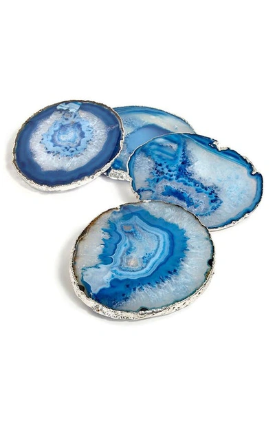 Anna New York Lumino Set Of 4 Agate Coasters In Azure