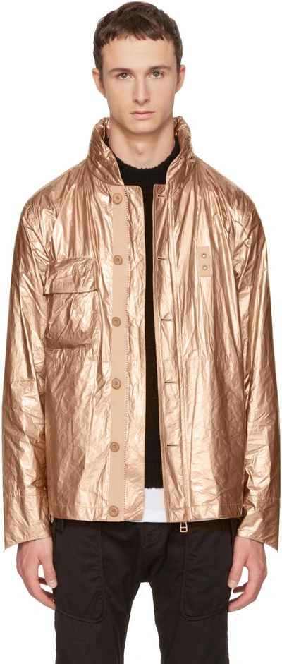 Helmut Lang Lace-up Sides Metallic Jacket In Gold