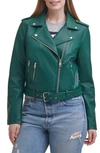 Levi's Water Repellent Faux Leather Fashion Belted Moto Jacket In Forrest Biome