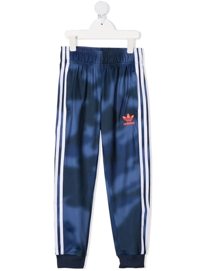 Adidas Originals Kids' Sst Camouflage-print Track Trousers In Blue