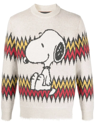Alanui Peanuts Snoopy Plays Harmonica Jacquard Sweater In Neutrals
