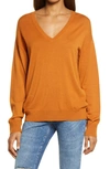 Treasure & Bond V-neck Sweater In Rust Heather