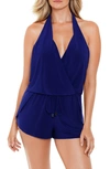 Magicsuitr Bianca One-piece Romper Swimsuit In Indigo Blue