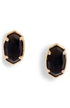 Kendra Scott Emilie Stone Stud Earrings In Gold Black Obsidian