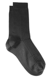 Stems Silky Blend Rib Crew Socks In Black