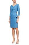 Alex Evenings Embellished Ruched Sheath Dress In Sky Blue