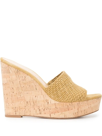 Veronica Beard Dali Woven Platform Wedge Sandal In Braun
