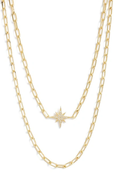 Bracha Starburst Layered Pendant Necklace In Gold