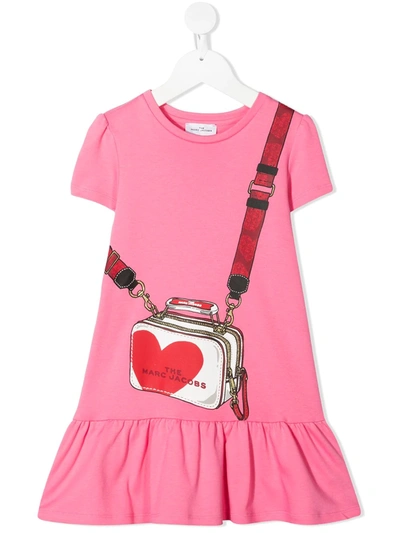 The Marc Jacobs Kids' Logo Ruffle Short-sleeve Dress In Pink