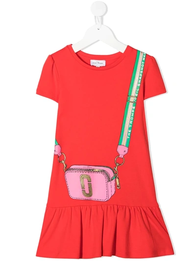 The Marc Jacobs Kids' Glitter Bag Print Dress (4-14 Years) In Red
