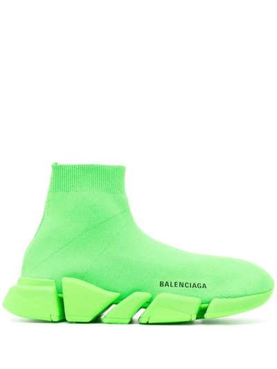 Balenciaga Speed 2.0 Neon Green Stretch-knit Sneakers