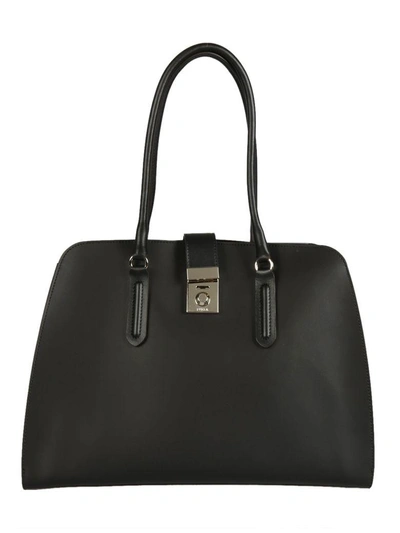 Furla Peggy Leather Tote In Onyx