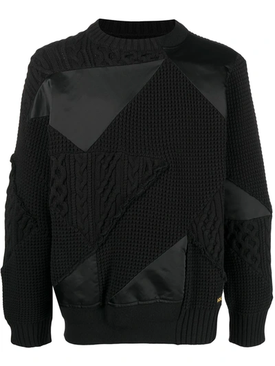 Sacai Contrast-panel Sweatshirt In Black