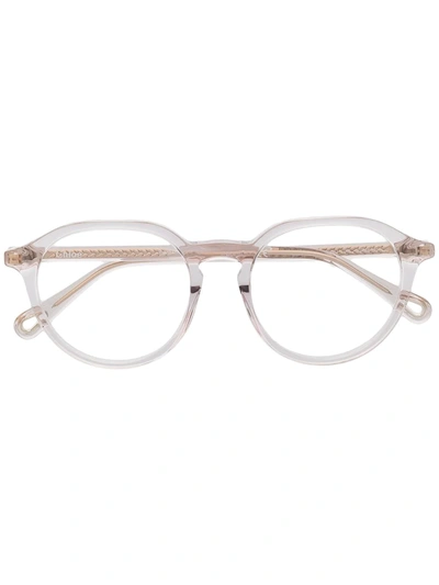 Chloé Transparent Round Frame Glasses In White