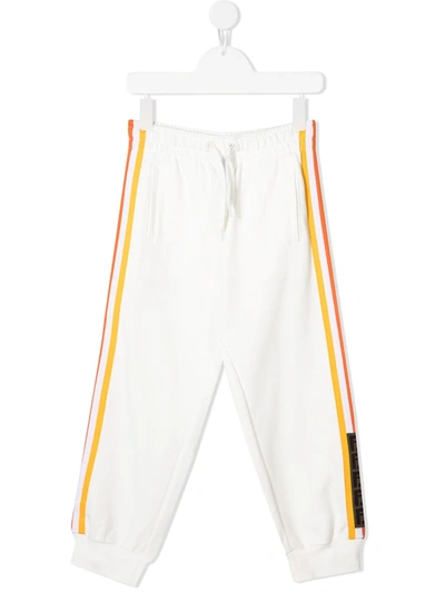 Fendi Kids' Sport Trousers With Side Band In Bianco/rosa