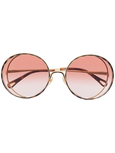 Chloé Tayla Round Oversized Sunglasses In Gold