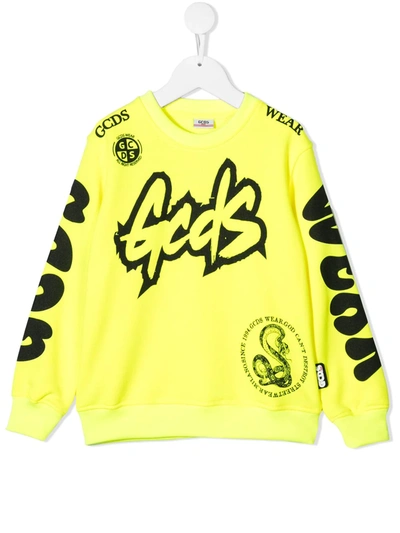 Gcds Teen Logo-print Sweatshirt In Yellow