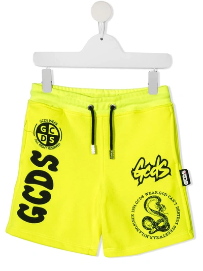 Gcds Teen Logo-print Drawstring Shorts In Yellow