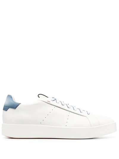 Santoni Men's Part Bicolor Leather Low-top Sneakers In White