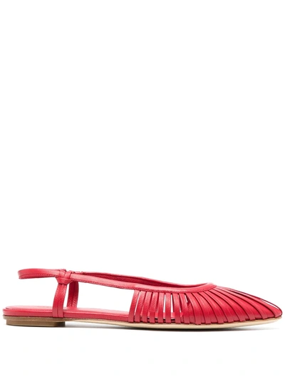 Del Carlo Cut-out Detail Pointed Ballerina Shoes In Red