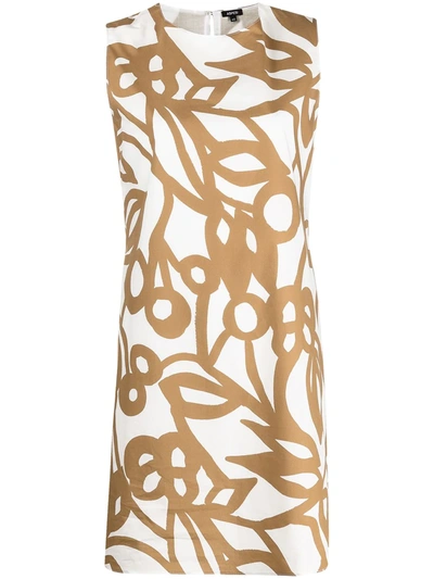 Aspesi A Line Sleeveless Dress W/flowers Printing In Beige