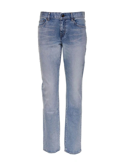 Saint Laurent Skinny Jeans In 80s Vintage In Light Blue