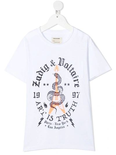 Zadig & Voltaire Kids' Art Is Truth-print Cotton T-shirt In White