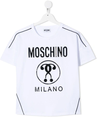 Moschino Teen Logo-print Cotton T-shirt In White