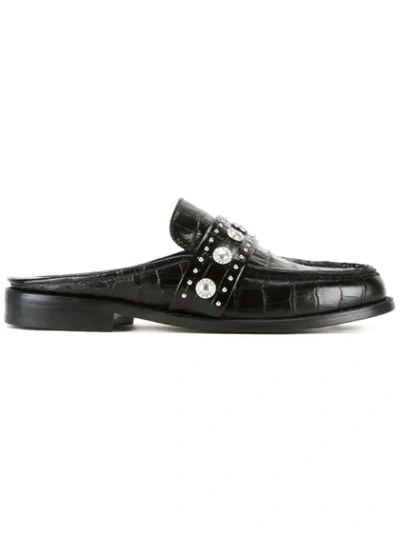 Senso Ciara Studded Loafer Mules In Ebony Black