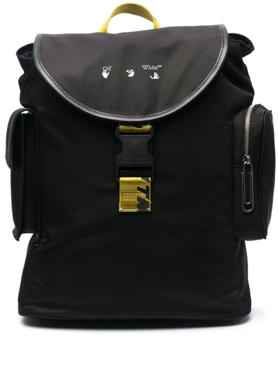 Off-white Logo-print Foldover Top Backpack In Black