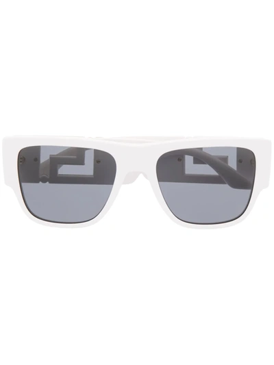 Versace Men's Greca Oversized Square Acetate Sunglasses In White