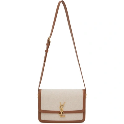 Saint Laurent Neutral Solferino Medium Canvas Cross Body Bag In 9380 Beige/brick