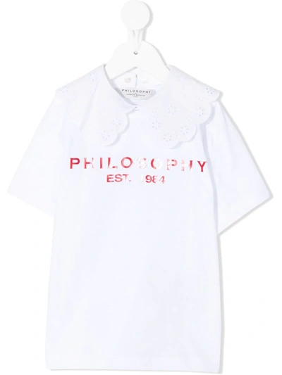 Philosophy Di Lorenzo Serafini Teen Embroidered Bib Logo T-shirt In White
