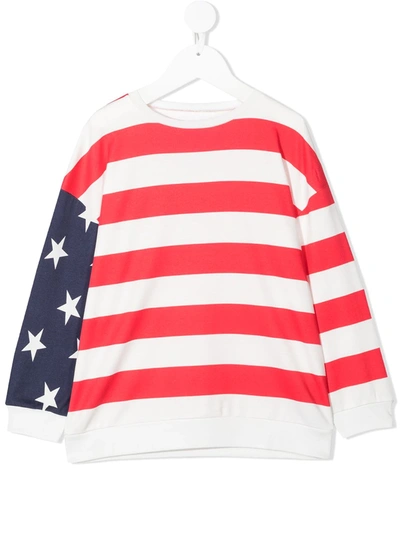 Douuod Teen American Flag Print Sweatshirt In White