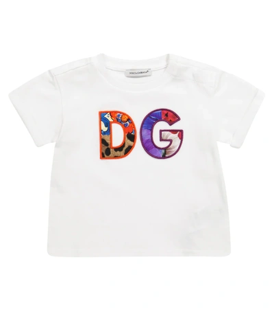 Dolce & Gabbana Babies' Jersey T-shirt With Dg Patch In White