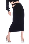 Afrm Hartford High Waist Rib Midi Skirt In Noir