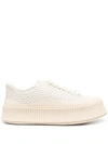 Jil Sander Interwoven Flatform Low-top Sneakers In Ivory