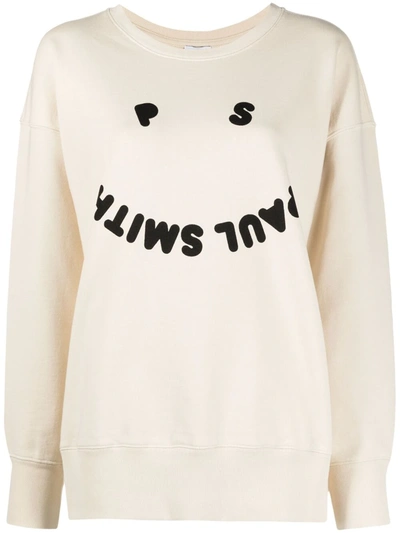 Ps By Paul Smith Logo-print Organic-cotton Sweatshirt In Beige