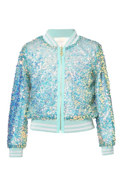 Truly Me Kids' Sequin Bomber Jacket In Green