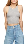 Free People High Neck Ribbed Crop Top In Heather Grey