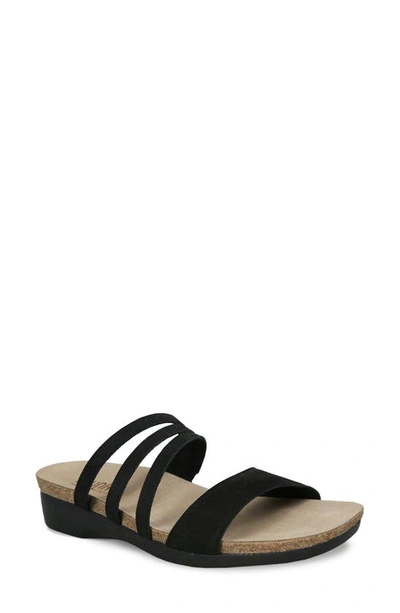 Munro Camila Slide Sandal In Black Nubuck Leather