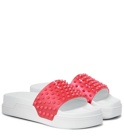 Christian Louboutin Women's Pool Fun Spiked Leather Slides In
