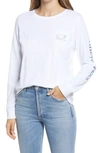 Vineyard Vines Whale Long Sleeve Pocket Graphic Tee In White