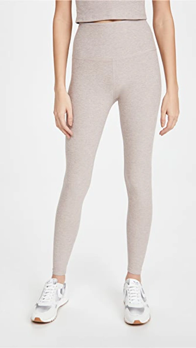 Beyond Yoga Caught In The Midi Space-dye High-waisted Legging In Beige
