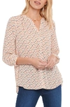 Nydj High/low Crepe Blouse In Bailey Dots Coral
