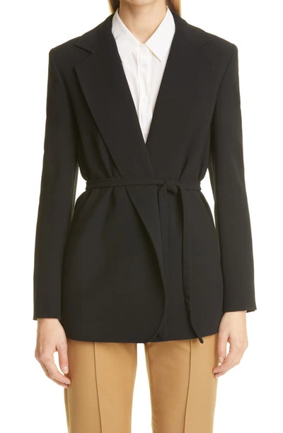 Max Mara Belted Wrap Jacket In Nero