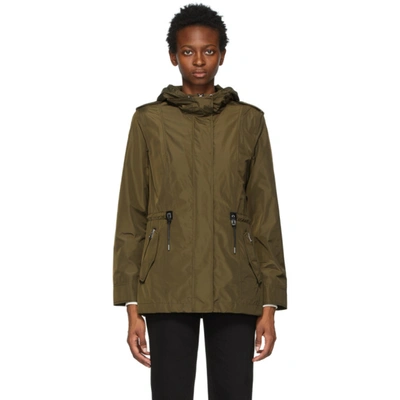 Mackage Melita Water Repellent Raincoat With Removable Hooded Bib In Army