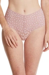 Hanky Panky Cross Dye Leopard Retro V-kini In Desert Rose/ White