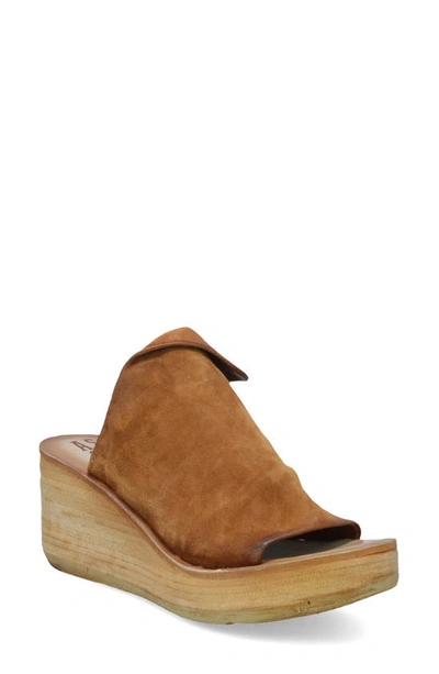 A.s.98 Niels Wedge Slide Sandal In Whiskey Leather