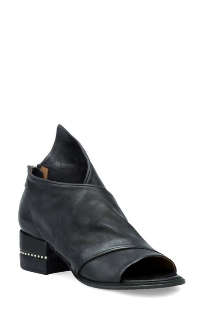 A.s.98 Marshall Peep Toe Bootie In Black Leather